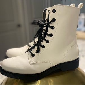 White combat boots